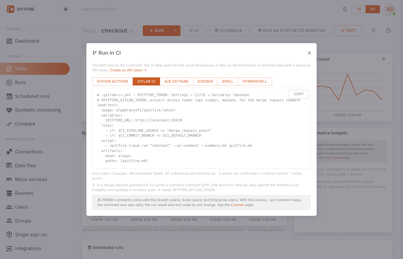 GitLab CI tab