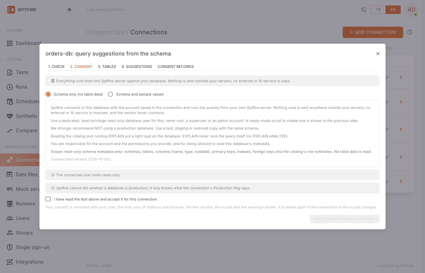 Consent screen