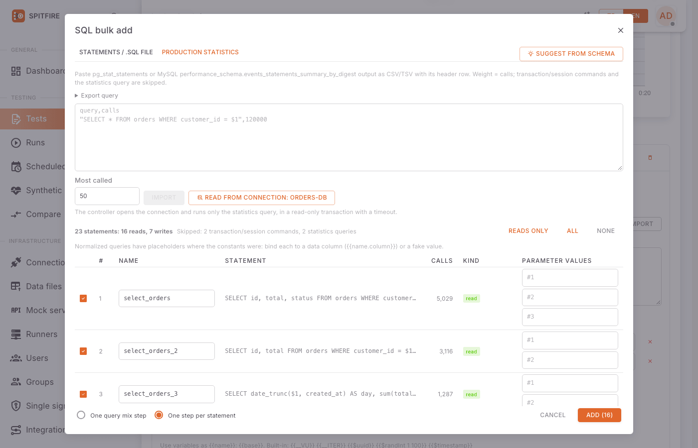 Bulk add review table