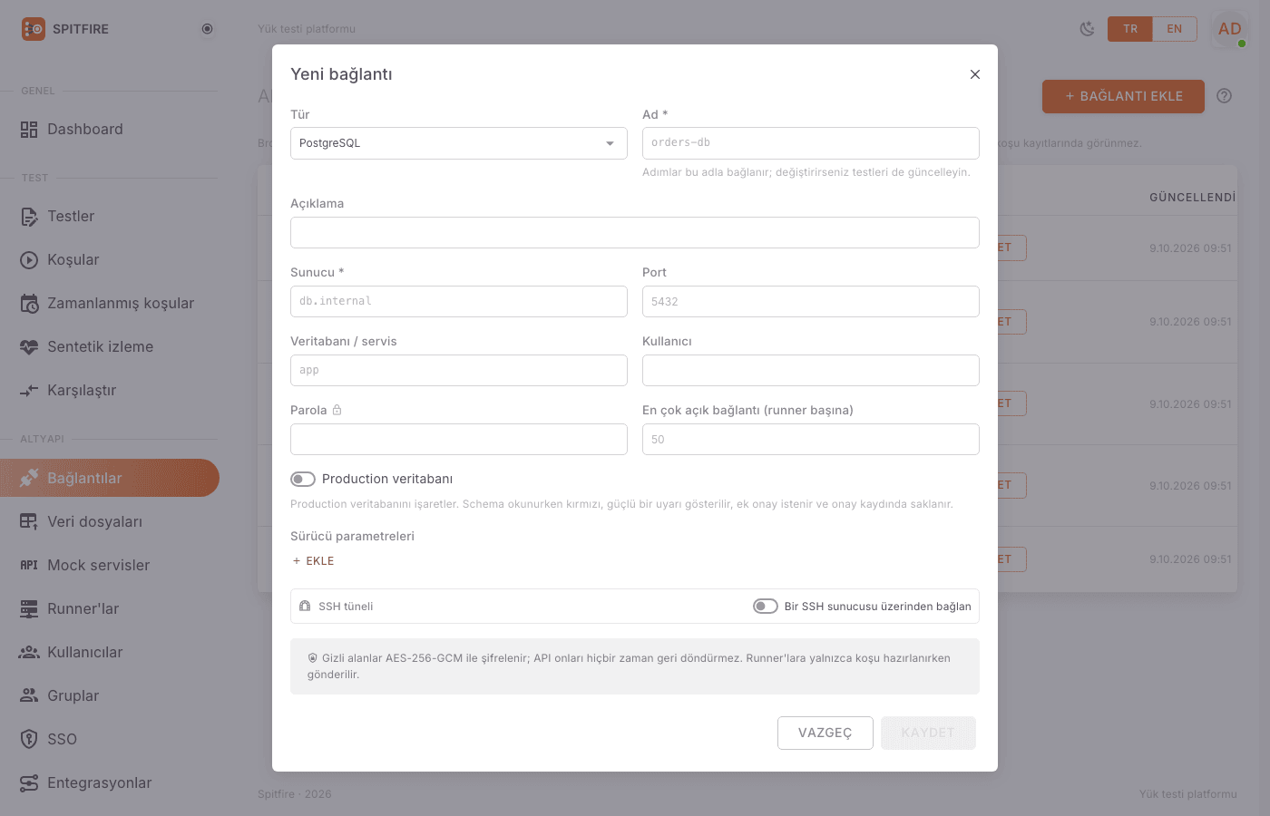 Yeni PostgreSQL bağlantısı