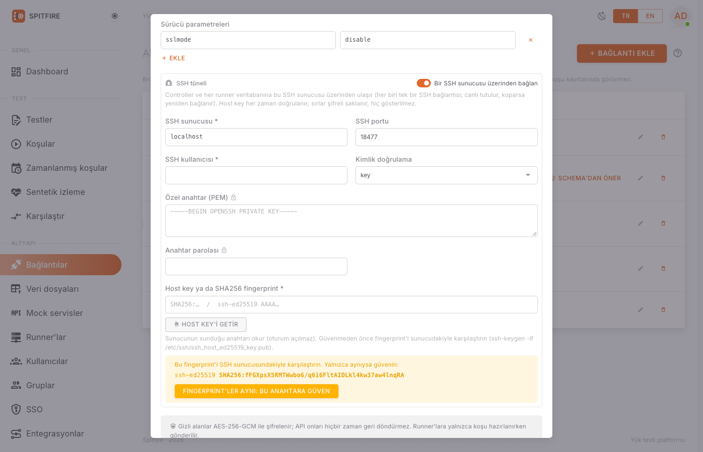 Host key fingerprint onayı